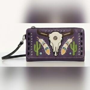 Purple Wallet with Skull and Cactus Design